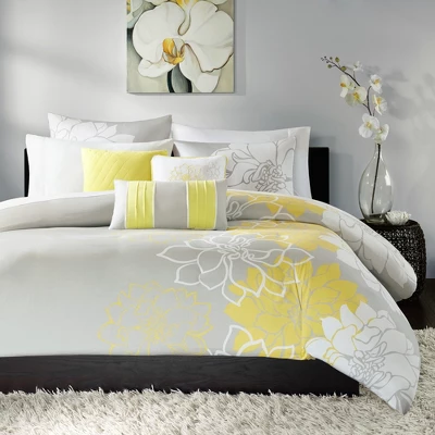 6pc Floral Duvet Cover Set - Madison Park 1 6pc Floral Duvet Cover Set - Madison Park