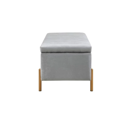 Charmaine Upholstered Storage Bench With Gold Metal Legs Gray - Madison Park 4 Charmaine Upholstered Storage Bench With Gold Metal Legs Gray - Madison Park - Image 4