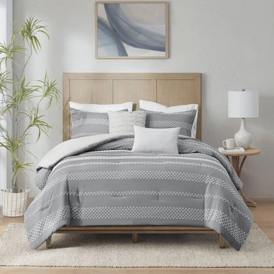 Madison Park 5pc Knox Clipped Jacquard Comforter Set Gray 2 Madison Park 5pc Knox Clipped Jacquard Comforter Set Gray - Image 2