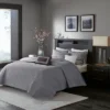 6pc Harmony Jacquard Reversible Quilt Set Gray/Taupe - Madison Park
