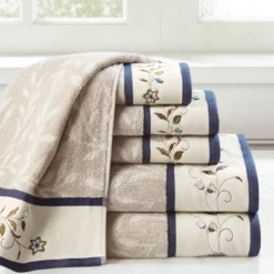 6pc Monroe Embroidered Cotton Jacquard Towel Set - Madison Park -Madison Park GUEST 17e6d440 05c2 4ed0 a9aa a5466bfb8e55