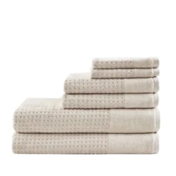 6pc Spa Waffle Jacquard Cotton Bath Towel Set -Madison Park GUEST 1c29c420 7f9f 4a5c a48c 719db588b6ee