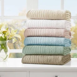 Madison Park Marino Quilted Throw Blanket With Scallop Edges: Microfiber, Farmhouse Style, Machine Washable -Madison Park GUEST 249cc5e4 367c 4fa0 a7cd d9682a2642e8