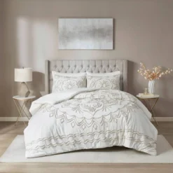 3pc Valeria Tufted Cotton Chenille Duvet Cover Set -Madison Park GUEST 261f598c 81a6 4914 a318 0dd7b09be667