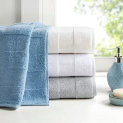 6pc Parker Luxury Striped Cotton Towel Set Ivory -Madison Park GUEST 3993b484 5c1b 47e3 96c2 a7204878436b