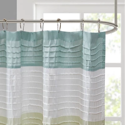 Salem Solid Pieced Polyester Shower Curtain 1 Salem Solid Pieced Polyester Shower Curtain