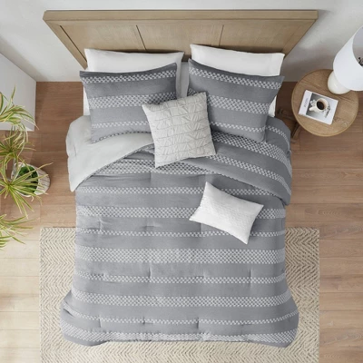 Madison Park 5pc Knox Clipped Jacquard Comforter Set Gray 8 Madison Park 5pc Knox Clipped Jacquard Comforter Set Gray - Image 8