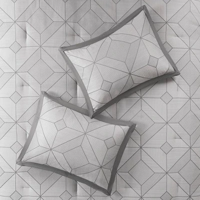 7pc Ollie Jacquard Comforter Set Gray - Madison Park 7 7pc Ollie Jacquard Comforter Set Gray - Madison Park - Image 7