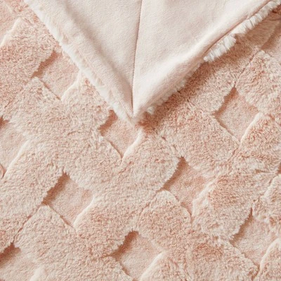 50"x60" Jane Luxury Basketweave Faux Fur Throw Blanket 1 50"x60" Jane Luxury Basketweave Faux Fur Throw Blanket