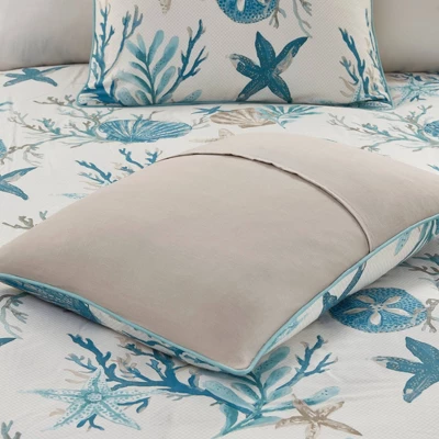 Madison Park 6pc Ocean View Cotton Sateen Duvet Cover Set Aqua 2 Madison Park 6pc Ocean View Cotton Sateen Duvet Cover Set Aqua - Image 2