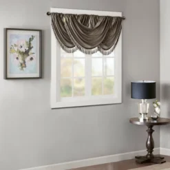 46"x38" Gail Faux Silk Waterfall Embellished Valance -Madison Park GUEST 4722a271 269e 45e3 9465 9aa157e3b8ca