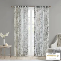 Fleur Printed Floral Rod Pocket And Back Tab Voile Sheer -Madison Park GUEST 4bd48d14 7532 4320 97c6 b12a3b79e6b3