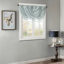 46"x38" Gail Faux Silk Waterfall Embellished Valance -Madison Park GUEST 520a21f7 b313 4219 9cb8 ba4aa81b2b24