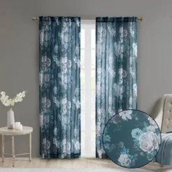 Fleur Printed Floral Rod Pocket And Back Tab Voile Sheer -Madison Park GUEST 55b9813a 7a19 4f62 89b5 befbfe298a34