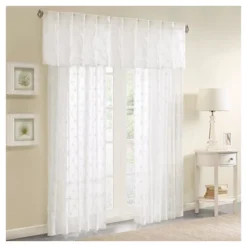50"x18" Sheer Vera Embroidered Window Valance White - Madison Park -Madison Park GUEST 57498341 88eb 4a65 af8b 7f0c5167ec4a