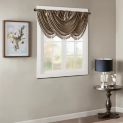46"x38" Gail Faux Silk Waterfall Embellished Valance -Madison Park GUEST 5760ad77 ee0a 44fd b569 5fff8516ab69
