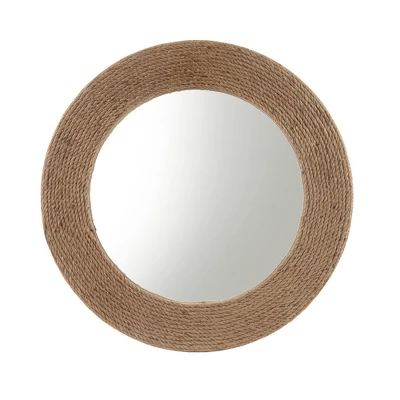 Round Cove Jute Decorative Wall Mirror Natural - Madison Park 1 Round Cove Jute Decorative Wall Mirror Natural - Madison Park