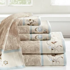 6pc Monroe Embroidered Cotton Jacquard Towel Set - Madison Park