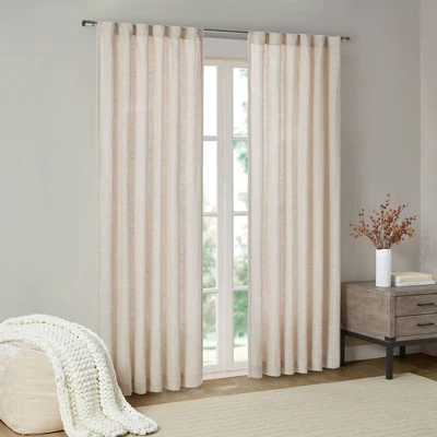 95"x50" Bayer Faux Linen Panel With Fleece Lining Natural 1 95"x50" Bayer Faux Linen Panel With Fleece Lining Natural