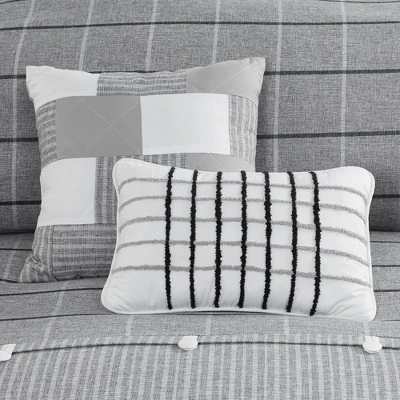 Madison Park 5pc Oakdale Faux Linen Jacquard Comforter Set Gray 8 Madison Park 5pc Oakdale Faux Linen Jacquard Comforter Set Gray - Image 8