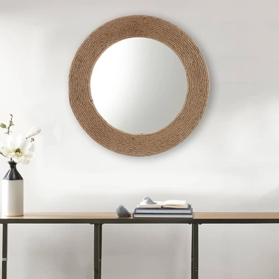 Round Cove Jute Decorative Wall Mirror Natural - Madison Park 6 Round Cove Jute Decorative Wall Mirror Natural - Madison Park - Image 6