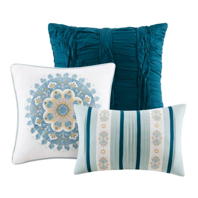 Navy Corynn Reversible Comforter Set Queen 7pc 4 Navy Corynn Reversible Comforter Set Queen 7pc - Image 4