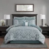 Madison Park 8pc Eilot Jacquard Comforter Set Aqua Green