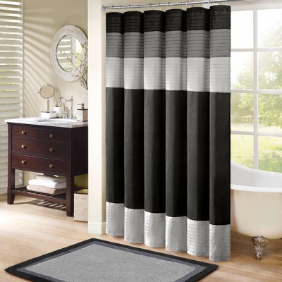Salem Solid Pieced Polyester Shower Curtain 6 Salem Solid Pieced Polyester Shower Curtain - Image 6