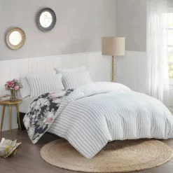 Sorrel Full/Queen 3pc Cotton Printed Reversible Coverlet Set Dark Blue -Madison Park GUEST a553a44b ea2d 44a3 bf43 1d1d73e45b16