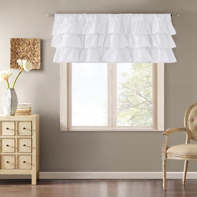50"x18" Ariana Oversized Ruffle Window Valance White - Madison Park 1 50"x18" Ariana Oversized Ruffle Window Valance White - Madison Park