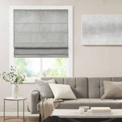 Aberdeen Printed Faux Silk Room Darkening Cordless Roman Blinds And Shade Gray -Madison Park GUEST af1cff7e 746f 42b8 accb c0422a7cafce