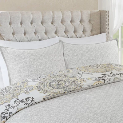 Madison Park 3pc Lian Cotton Floral Printed Reversible Duvet Cover Set 7 Madison Park 3pc Lian Cotton Floral Printed Reversible Duvet Cover Set - Image 7