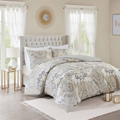 Madison Park 3pc Lian Cotton Floral Printed Reversible Duvet Cover Set 1 Madison Park 3pc Lian Cotton Floral Printed Reversible Duvet Cover Set