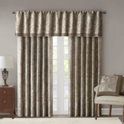 18"x50" Charlotte Jacquard Window Valance -Madison Park GUEST b6c7b8a6 d035 4f4a 82a9 9ffb71aff279