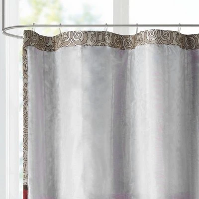 Perry Embroidered Shower Curtain Red 2 Perry Embroidered Shower Curtain Red - Image 2