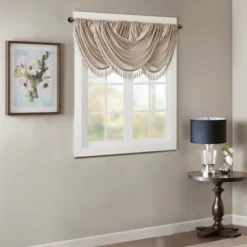 46"x38" Gail Faux Silk Waterfall Embellished Valance -Madison Park GUEST b87877e8 fc7d 4e1f 93fd 9069e6110d2f