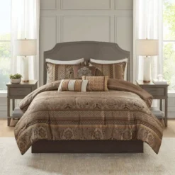 7pc Mirage Polyester Jacquard Comforter Bedding Set -Madison Park GUEST bb2783f2 a9bc 4e24 8a7b db342469360f