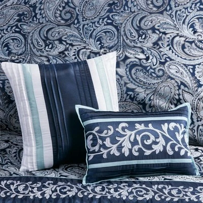 Martha Jacquard Comforter Set Navy - Madison Park 10 Martha Jacquard Comforter Set Navy - Madison Park - Image 10