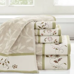 6pc Monroe Embroidered Cotton Jacquard Towel Set - Madison Park -Madison Park GUEST c6a6ad06 9117 4265 97d9 feaf62d8d392