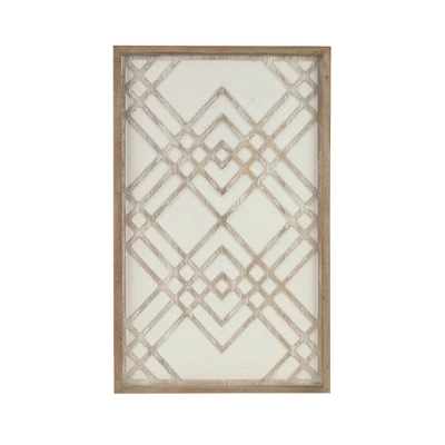 Exton Geo Carved Decorative Wall Wood Panel Natural/White - Madison Park 1 Exton Geo Carved Decorative Wall Wood Panel Natural/White - Madison Park