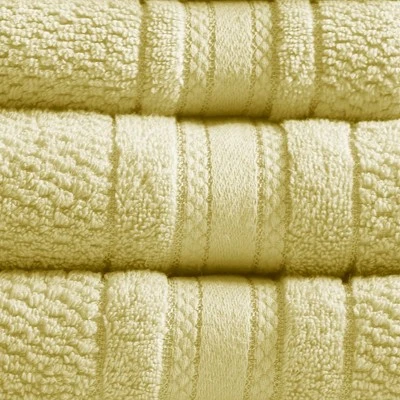 6pc Roman Super Soft Cotton Quick Dry Bath Towel Set Yellow - Madison Park 2 6pc Roman Super Soft Cotton Quick Dry Bath Towel Set Yellow - Madison Park - Image 2