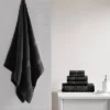 6pc Roman Super Soft Cotton Quick Dry Bath Towel Set Black - Madison Park