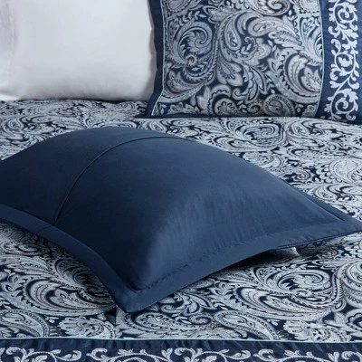 Martha Jacquard Comforter Set Navy - Madison Park 7 Martha Jacquard Comforter Set Navy - Madison Park - Image 7