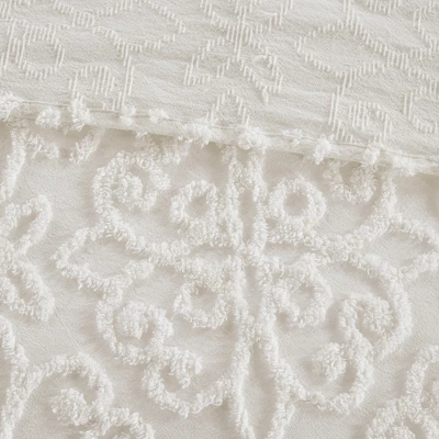 White Amber Cotton Chenille Bedspread Set 3 White Amber Cotton Chenille Bedspread Set - Image 3