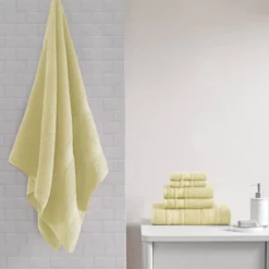 6pc Roman Super Soft Cotton Quick Dry Bath Towel Set Yellow - Madison Park