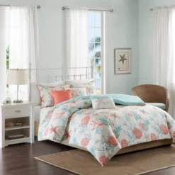 Ocean View Duvet Cover Set Coral - 6pc -Madison Park GUEST d52ea815 ac7f 4717 88a0 53673ab4b529