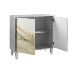 Lucy 2 Door Abstract Modern Accent Chest Silver - Madison Park -Madison Park GUEST d92ed49c 1541 4b57 b961 d4b01595ce88