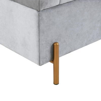 Charmaine Upholstered Storage Bench With Gold Metal Legs Gray - Madison Park 6 Charmaine Upholstered Storage Bench With Gold Metal Legs Gray - Madison Park - Image 6