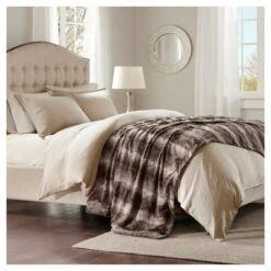 Marselle Faux Fur Oversized Bed Throw Blanket