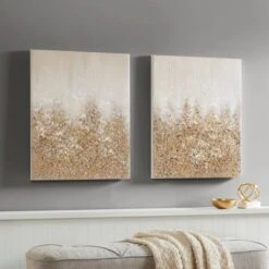 (Set Of 2) 22" X 28" Glimmer Hand Brush Embellished Canvas Gold -Madison Park GUEST e670fbbe 1eba 4fa3 aa8c a22f44502108